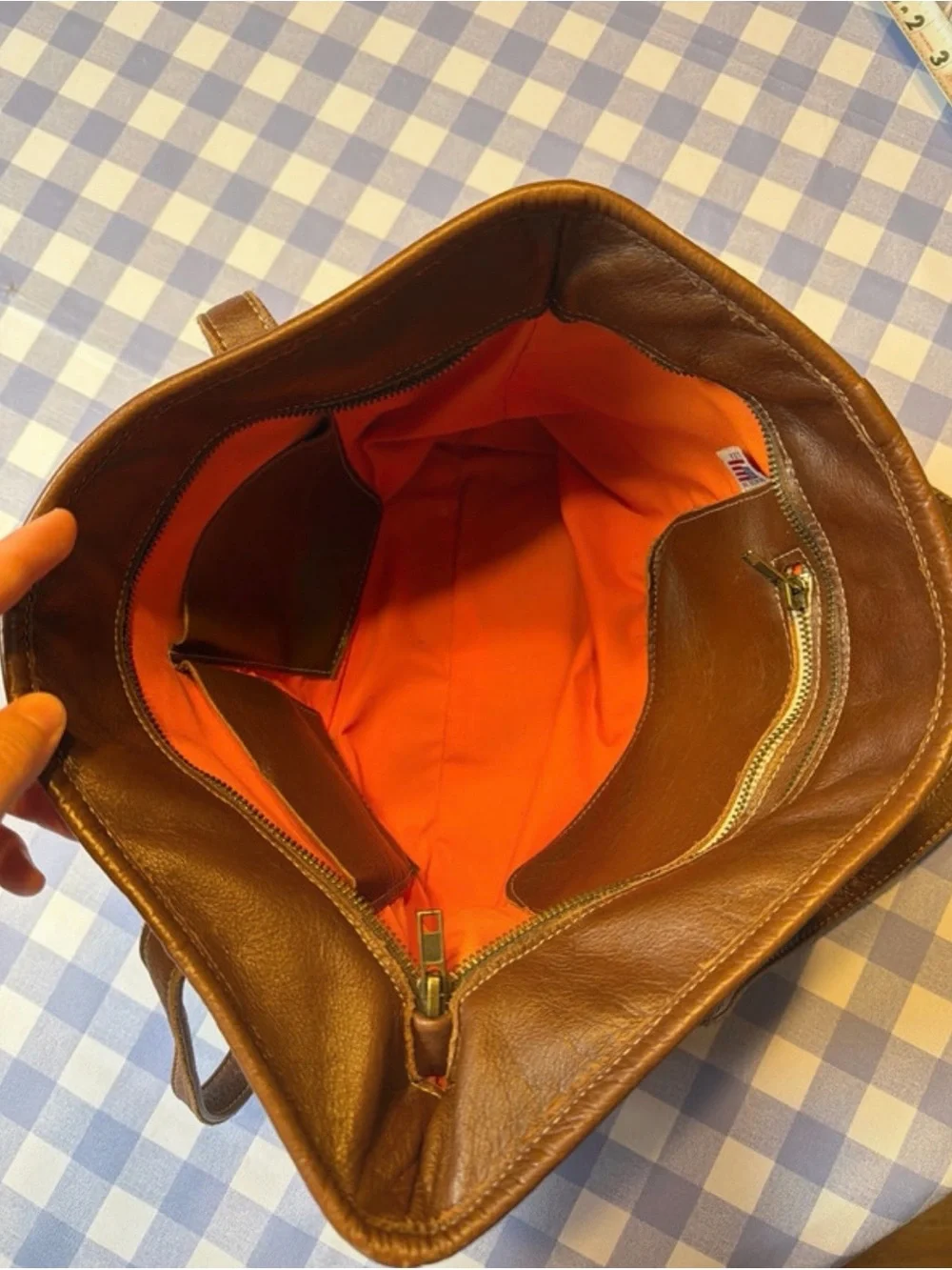 Brown and Cream Leather Haircalf Tote Bag